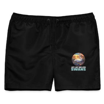 Schwäne Schwan - Männer Badeshorts - Schwarz - Vorne - AI Model Male 178 light (178cm)