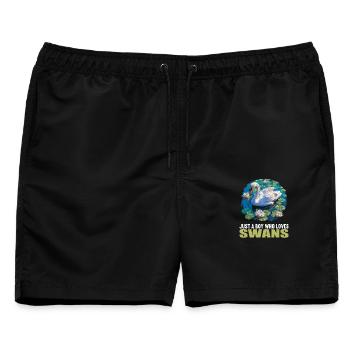 Schwäne Schwan - Männer Badeshorts - Schwarz - Vorne - AI Model Male 178 light (178cm)