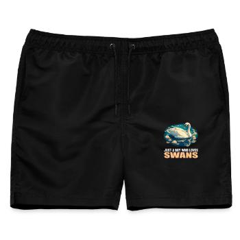Schwäne Schwan - Männer Badeshorts - Schwarz - Vorne - AI Model Male 178 light (178cm)