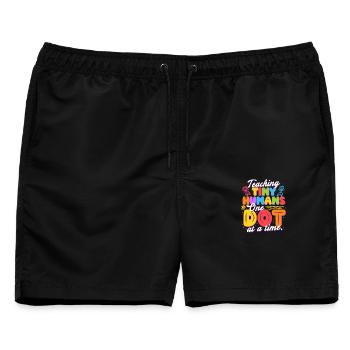Braille Lehrer Blindenschrift - Männer Badeshorts - Schwarz - Vorne - AI Model Male 178 light (178cm)