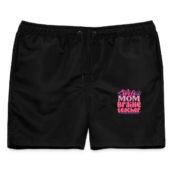 Braille Lehrer Blindenschrift Punktum - Männer Badeshorts - Schwarz - Vorne - AI Model Male 178 light (178cm)
