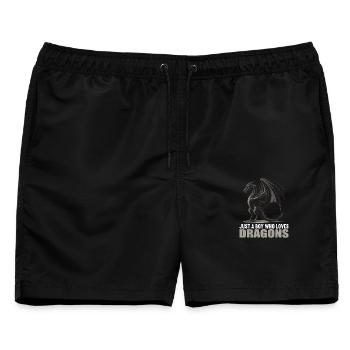 Drachen Drache - Männer Badeshorts - Schwarz - Vorne - AI Model Male 178 light (178cm)