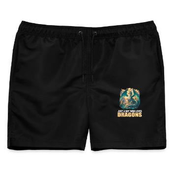 Drachen Drache - Männer Badeshorts - Schwarz - Vorne - AI Model Male 178 light (178cm)