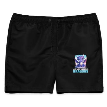 Drachen Drache - Männer Badeshorts - Schwarz - Vorne - AI Model Male 178 light (178cm)