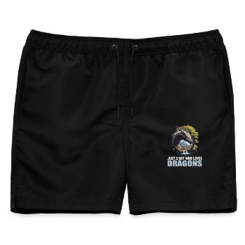 Drachen Drache - Männer Badeshorts - Schwarz - Vorne - AI Model Male 178 light (178cm)