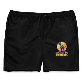 Dino Saurier Dinosaurier - Männer Badeshorts - Schwarz - Vorne - AI Model Male 178 light (178cm)