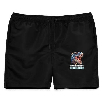 Dino Saurier Dinosaurier - Männer Badeshorts - Schwarz - Vorne - AI Model Male 178 light (178cm)
