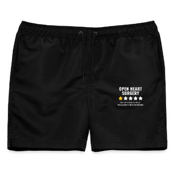 Minimalistische Illustration einer Operation am offenen Herzen - Männer Badeshorts - Schwarz - Vorne - AI Model Male 178 light (178cm)