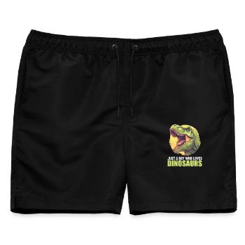 Dino Saurier Dinosaurier - Männer Badeshorts - Schwarz - Vorne - AI Model Male 178 light (178cm)