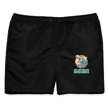 Dino Saurier Dinosaurier - Männer Badeshorts - Schwarz - Vorne - AI Model Male 178 light (178cm)
