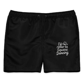 Ich wäre lieber beim Square Dancing - Männer Badeshorts - Schwarz - Vorne - AI Model Male 178 light (178cm)