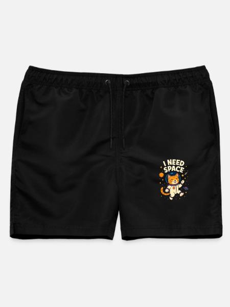 Niedliche Weltraum-Astronauten-Katze - Männer Badeshorts - Schwarz