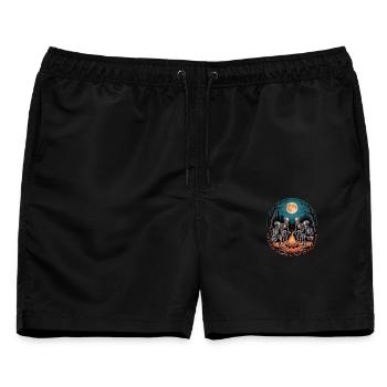 Skeleton Camper Hiker Bonfire Halloween Camping - Männer Badeshorts - Schwarz - Vorne - AI Model Male 178 light (178cm)