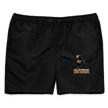 Sun Bear Malaienbär - Männer Badeshorts - Schwarz - Vorne - AI Model Male 178 light (178cm)