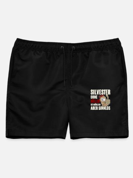 Silvester Nur Mit Feuerwerk - Männer Badeshorts - Schwarz