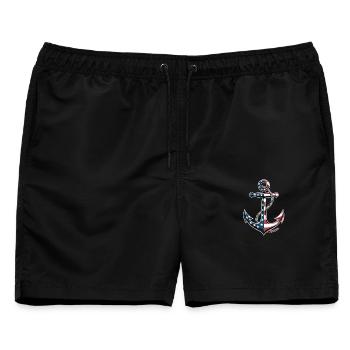  Patriotic Anchor Boat Captain Independence Day - Männer Badeshorts - Schwarz - Vorne - AI Model Male 178 light (178cm)