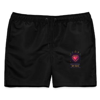 Schicksal Entschlüsseln: Herz Pixel Kunst - Männer Badeshorts - Schwarz - Vorne - AI Model Male 178 light (178cm)