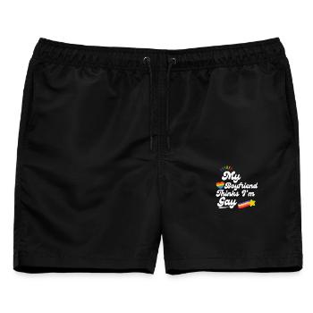 Rainbow Love Pride Erklärung - Männer Badeshorts - Schwarz - Vorne - AI Model Male 178 light (178cm)