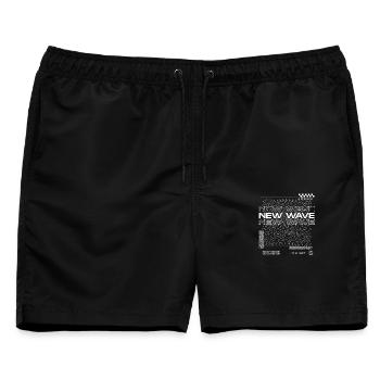 New Wave Musik Linie Abstraktes Design - Männer Badeshorts - Schwarz - Vorne - AI Model Male 178 light (178cm)