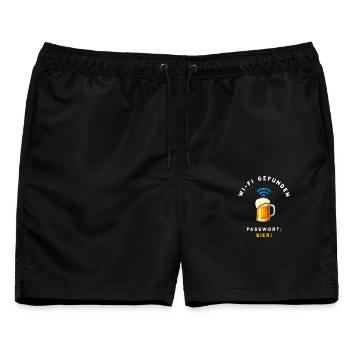 WiFi Bier Lustiges Design - Männer Badeshorts - Schwarz - Vorne - AI Model Male 178 light (178cm)