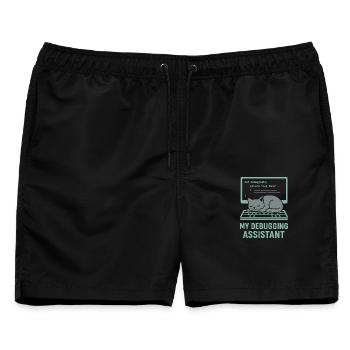 Mein Debugging Assistent Katze - Männer Badeshorts - Schwarz - Vorne - AI Model Male 178 light (178cm)