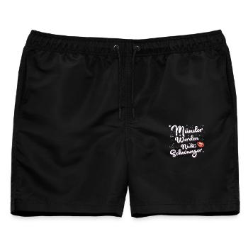 Münder Werden Nicht Schwanger Schriftzug - Männer Badeshorts - Schwarz - Vorne - AI Model Male 178 light (178cm)