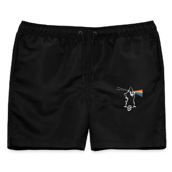 Waschbär Mit Prisma Und Regenbogen Spektrum - Männer Badeshorts - Schwarz - Vorne - AI Model Male 178 light (178cm)