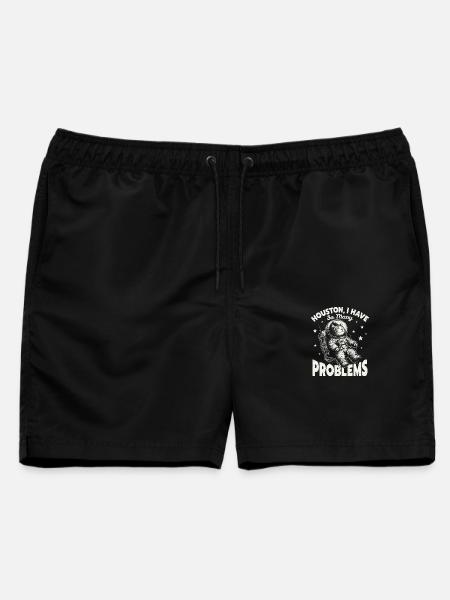 Houston I Have So Many Problems Funny Space Cat - Männer Badeshorts - Schwarz