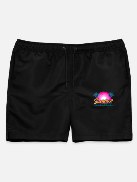 Strand Warmes Wetter 80er/90er Sommer Sonne - Männer Badeshorts - Schwarz