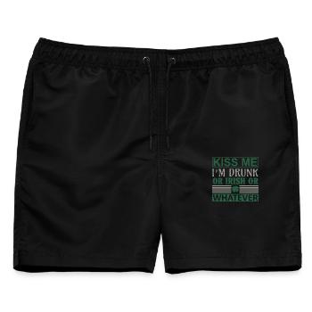 Kiss me drunk irish - Männer Badeshorts - Schwarz - Vorne - AI Model Male 178 light (178cm)