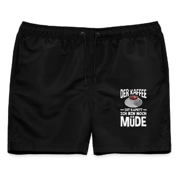 Der Kaffee ist kaputt – Müde Schlafen - Männer Badeshorts - Schwarz - Vorne - AI Model Male 178 light (178cm)
