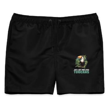 Tukane Tukan - Männer Badeshorts - Schwarz - Vorne - AI Model Male 178 light (178cm)