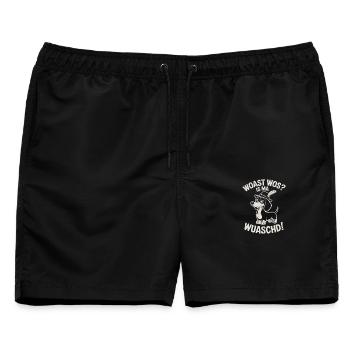 Wau Wos Is Ma Wuaschd - Männer Badeshorts - Schwarz - Vorne - AI Model Male 178 light (178cm)