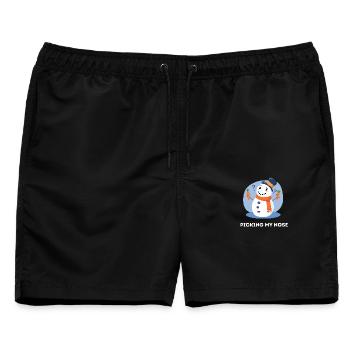 In der Nase bohren – Lustiges Schneemann-Wortspiel - Männer Badeshorts - Schwarz - Vorne - AI Model Male 178 light (178cm)