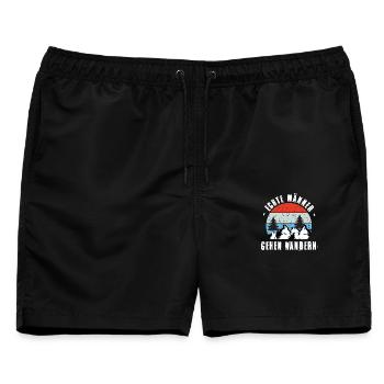 Wandern Sprüche Wanderer Wanderoutfits - Männer Badeshorts - Schwarz - Vorne - AI Model Male 178 light (178cm)