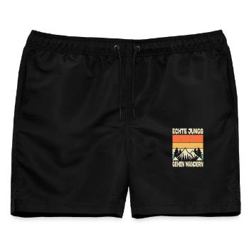 Wandern Sprüche Wanderer Wanderoutfits - Männer Badeshorts - Schwarz - Vorne - AI Model Male 178 light (178cm)