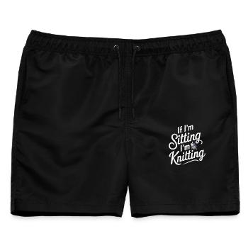 Wenn ich sitze, stricke ich - Männer Badeshorts - Schwarz - Vorne - AI Model Male 178 light (178cm)