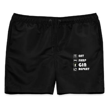 Gin Statement EAT SLEEP GIN REPEAT - Männer Badeshorts - Schwarz - Vorne - AI Model Male 178 light (178cm)