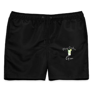 Gin Trinker Barkeeper MAY CONTAIN GIN Spruch - Männer Badeshorts - Schwarz - Vorne - AI Model Male 178 light (178cm)