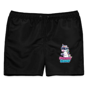 Unicorn Gamer VR Edition - Männer Badeshorts - Schwarz - Vorne - AI Model Male 178 light (178cm)