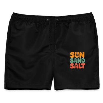 Sommerzeit - Sonne, Salz und Sand - Männer Badeshorts - Schwarz - Vorne - AI Model Male 178 light (178cm)