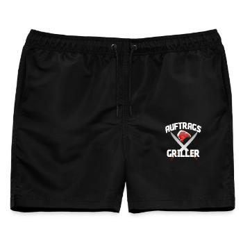 AUFTRAGSGRILLER Grillen BBQ Barbeque Grill Spruch - Männer Badeshorts - Schwarz - Vorne - AI Model Male 178 light (178cm)