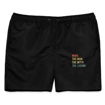 Michael Maik Vorname Kurzform Man Myth Legend - Männer Badeshorts - Schwarz - Vorne - AI Model Male 178 light (178cm)