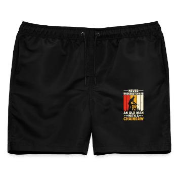 Lustiges Holzarbeiter Waldarbeiter Geschenk - Männer Badeshorts - Schwarz - Vorne - AI Model Male 178 light (178cm)
