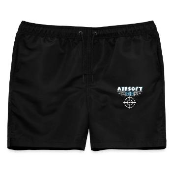 Airsoft Airsofter Rentner Rente Ruhestand - Männer Badeshorts - Schwarz - Vorne - AI Model Male 178 light (178cm)