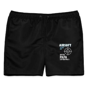Airsoft Bester Papa Vater Airsoftspiel Geburtstag - Männer Badeshorts - Schwarz - Vorne - AI Model Male 178 light (178cm)