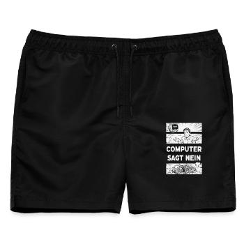 Computer sagt Nein Retro Humor - Männer Badeshorts - Schwarz - Vorne - AI Model Male 178 light (178cm)