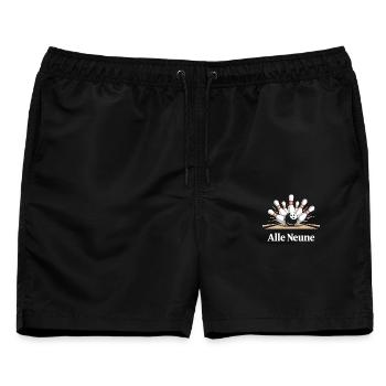 Alle Neune Bowling Spaß - Männer Badeshorts - Schwarz - Vorne - AI Model Male 178 light (178cm)