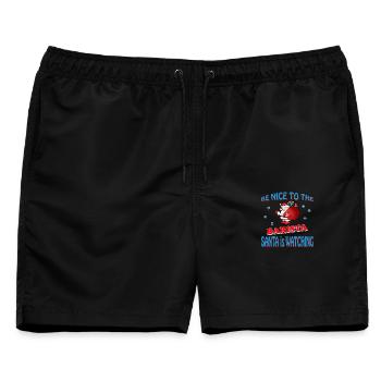 SANTA BARISTA - Männer Badeshorts - Schwarz - Vorne - AI Model Male 178 light (178cm)