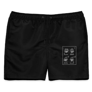 Vintage Handkurbel Kaffeemühlen - Männer Badeshorts - Schwarz - Vorne - AI Model Male 178 light (178cm)